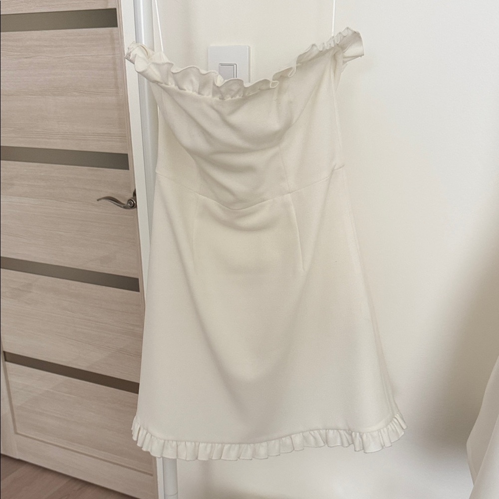 French Connection White Dress with Ruffle Detail